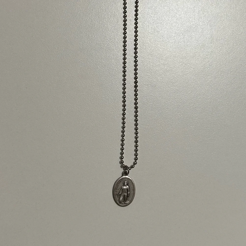 Minimalist Silver St. Peregrine Teardrop Pendant Necklace